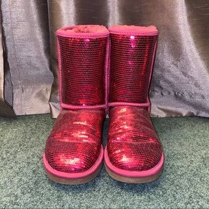 UGG Classic Short Pink Sequined Boots
